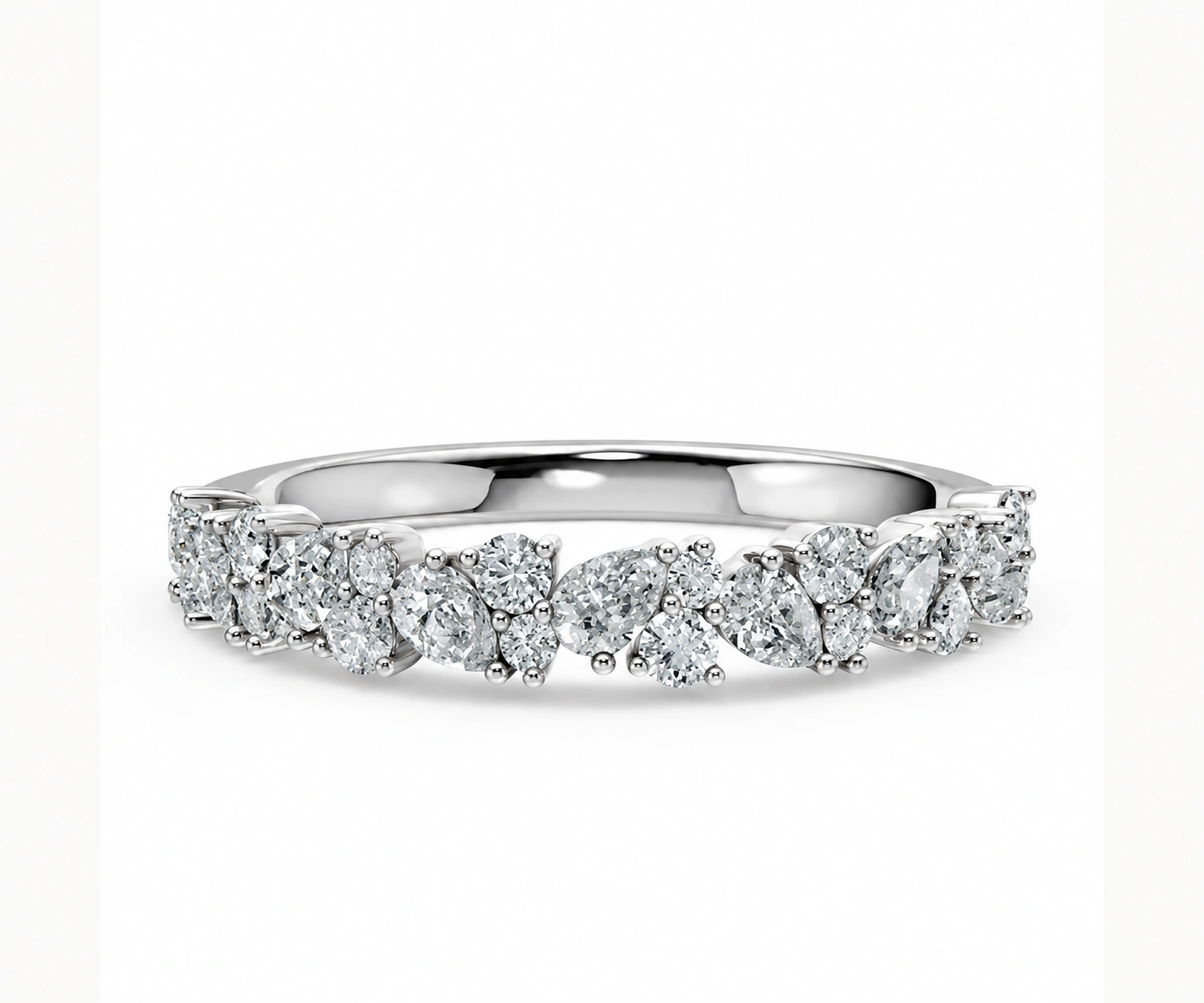 Vínculo · Eternity de diamantes pera y redondos — Oro blanco 18k