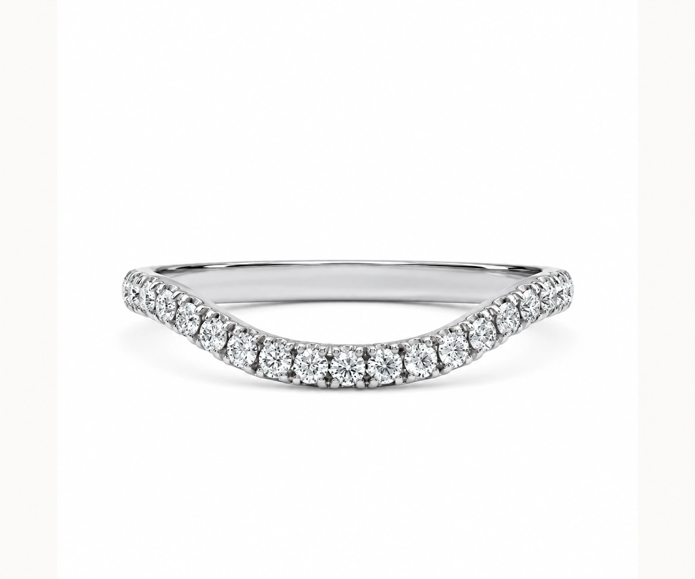 Horizonte · Banda curva de diamantes — Oro blanco 18k