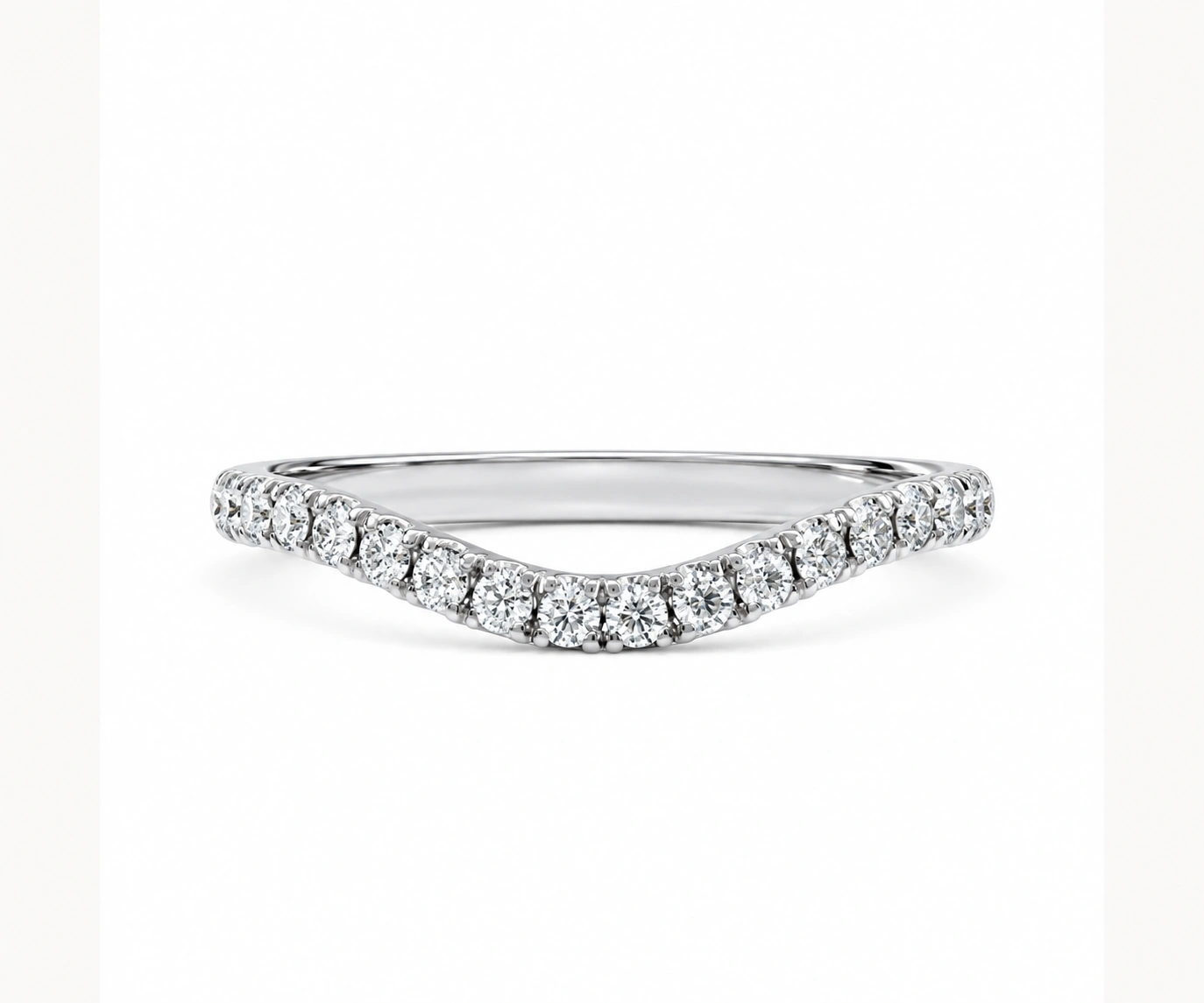 Origen · Banda curva para anillo Toi et Moi oval — Oro blanco 18k