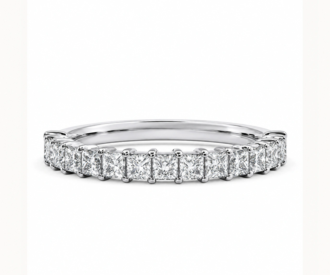 Para Siempre · Media eternity de diamantes talla princesa — Oro blanco 18k