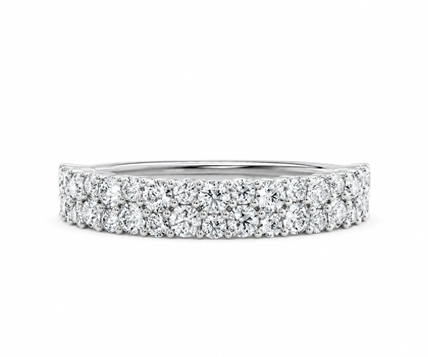 Latido · Banda de diamantes redondos alternados — Oro blanco 18k