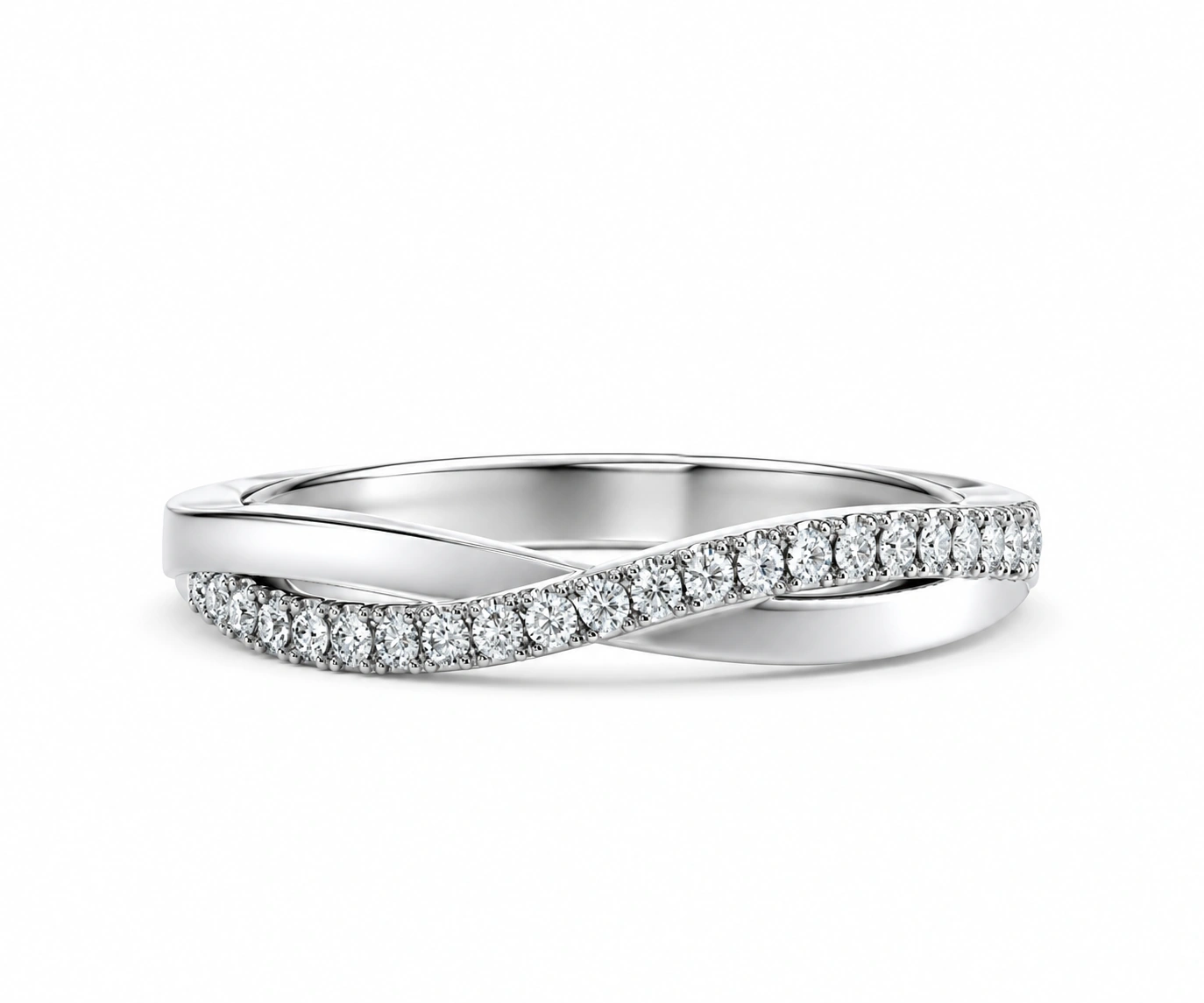 Raíz · Banda de diamantes con motivo infinito — Oro blanco 18k