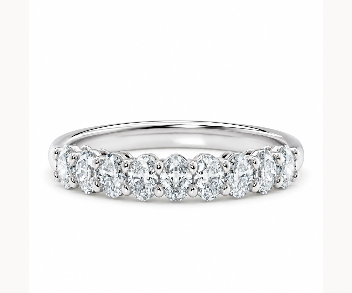 Historia Eterna · Media eternity de diamantes ovalados — Oro blanco 18k