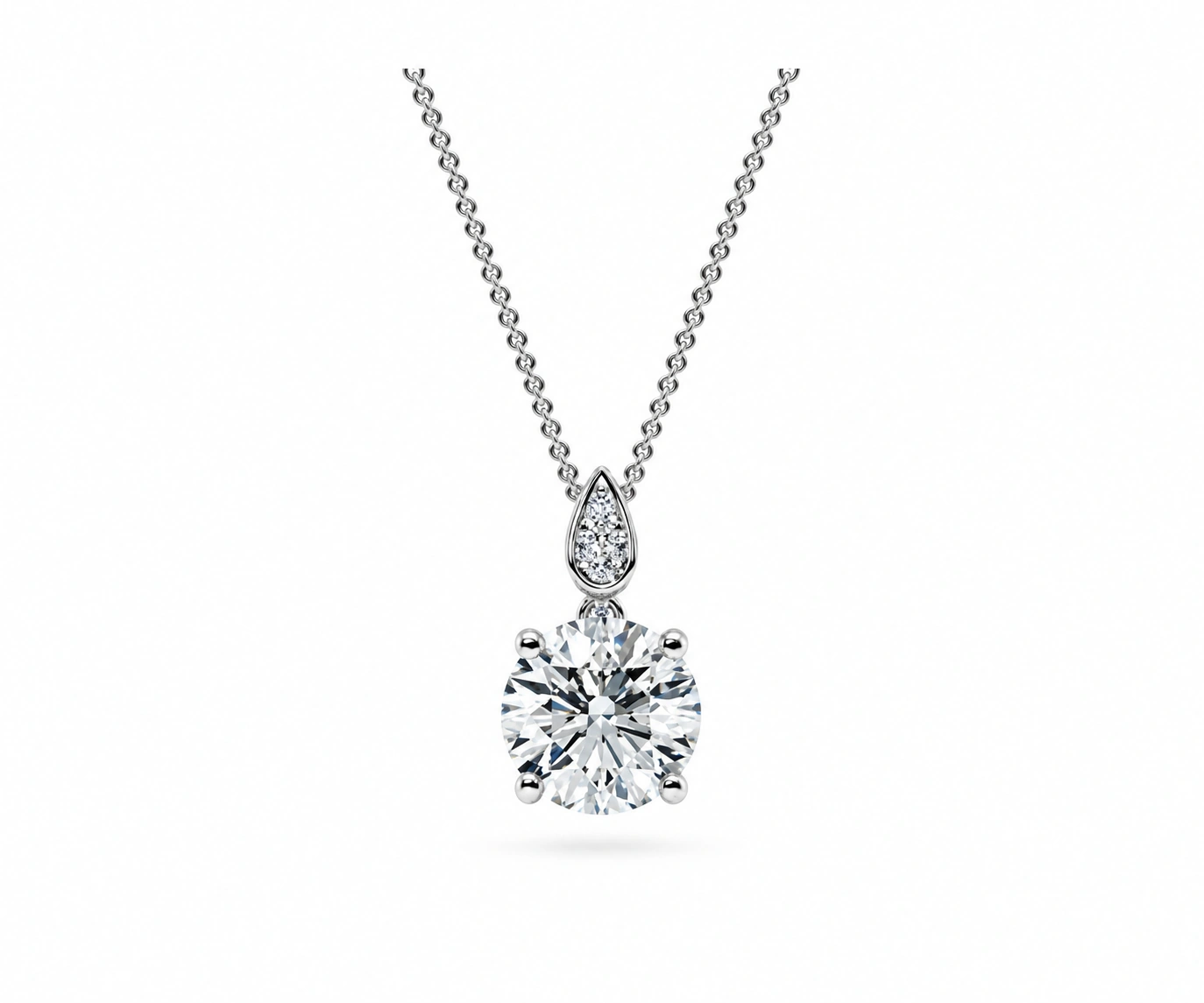 Los Nevados · Dije con asa pera en pavé y diamante inferior a elección — Oro blanco 18k