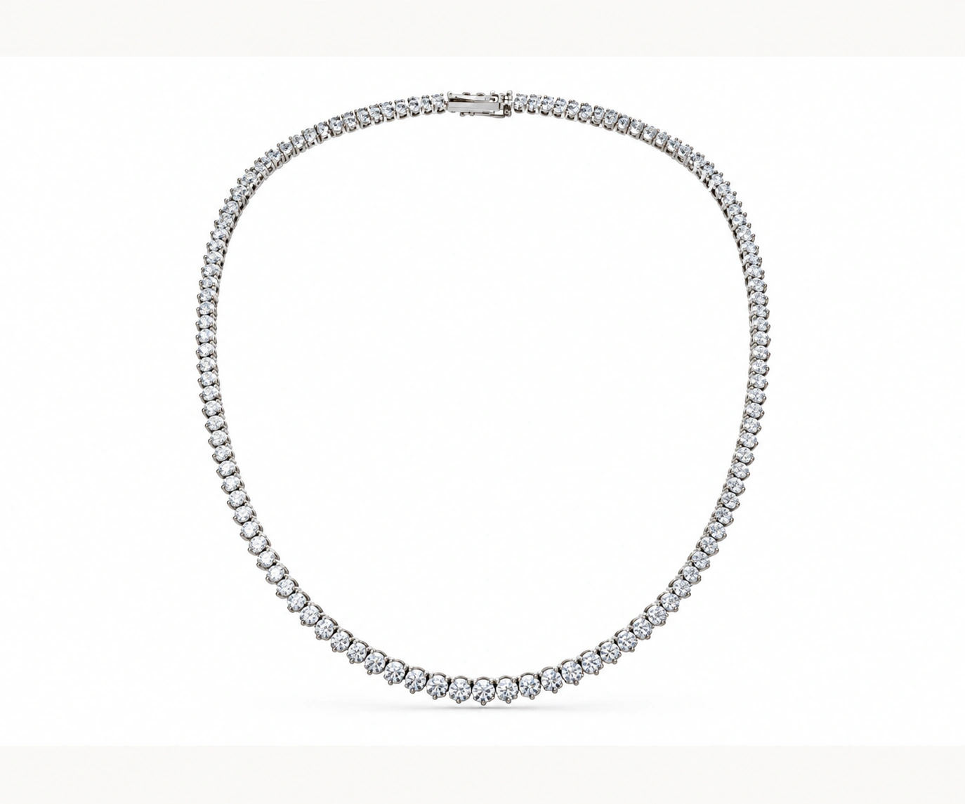 La Macarena · Collar tennis — Oro blanco 18k
