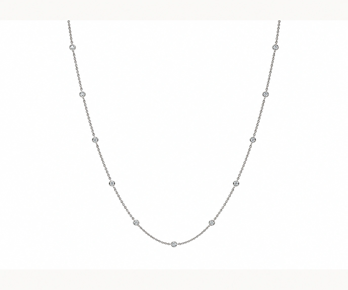 Nuquí · Collar de estaciones con diamantes en bisel — Oro blanco 18k