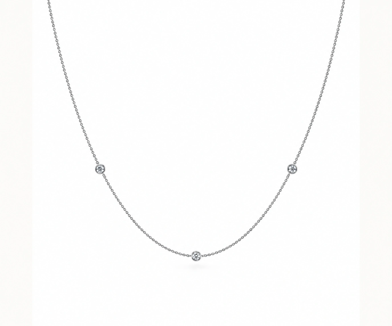 Chingaza · Collar de tres diamantes en bisel — Oro blanco 18k
