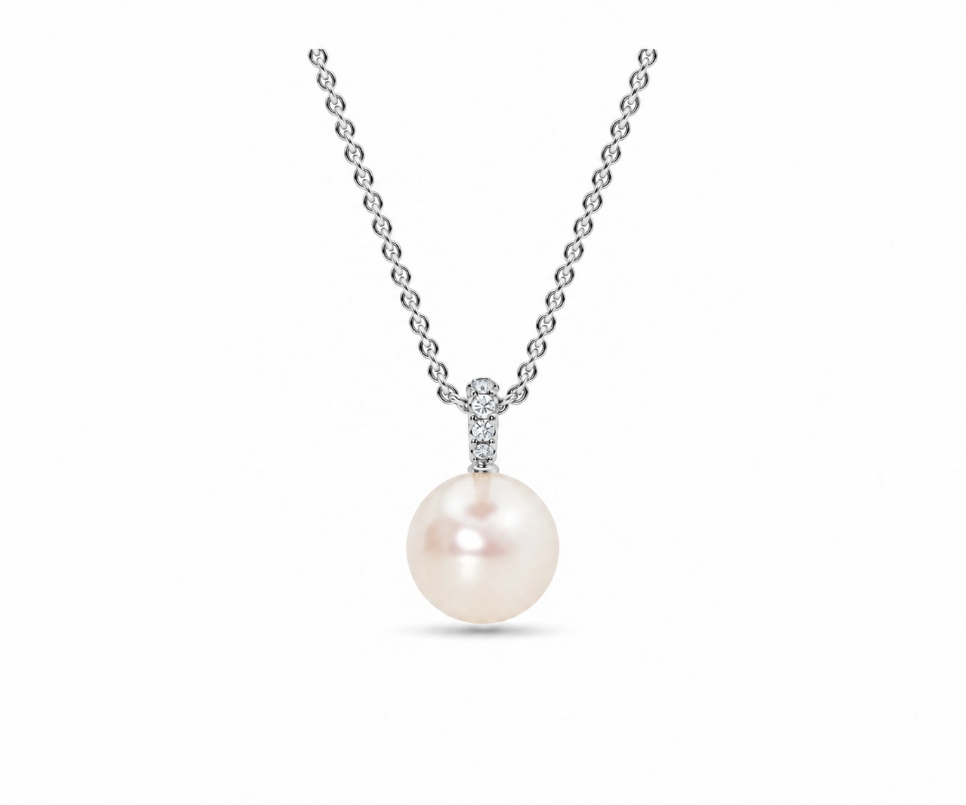 Valle de Cocora · Dije con perla Akoya y cuatro diamantes — Oro blanco 18k
