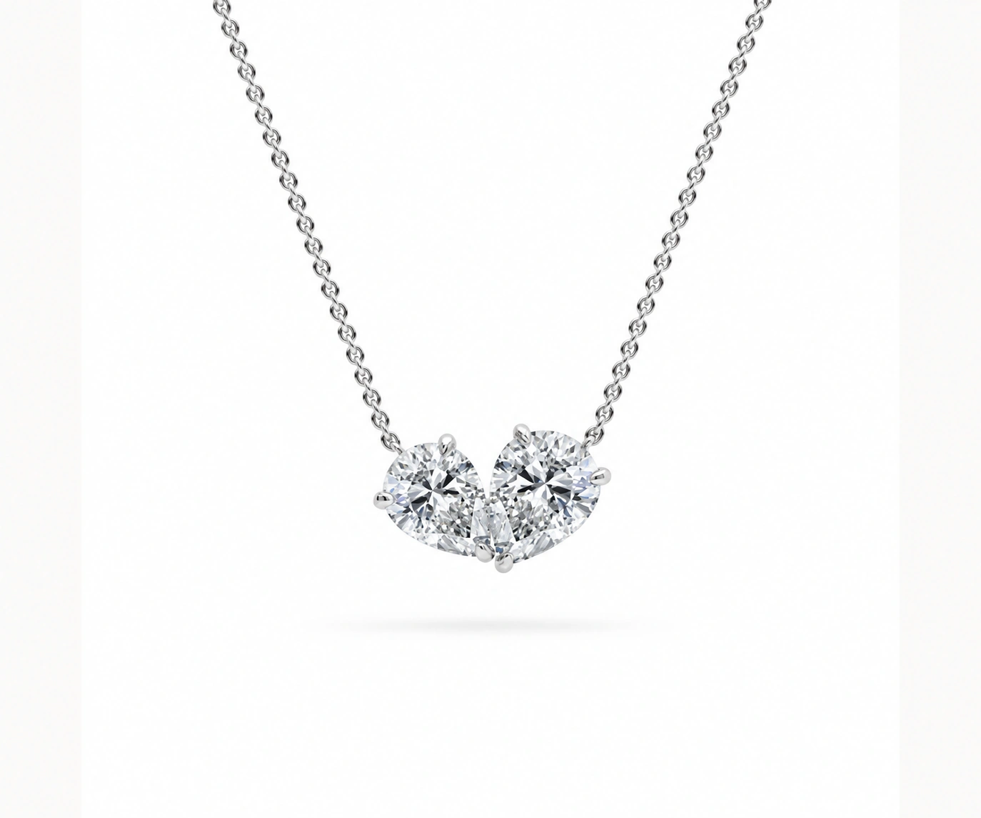 Orinoquía · Collar Toi et Moi con dos diamantes pera — Oro blanco 18k