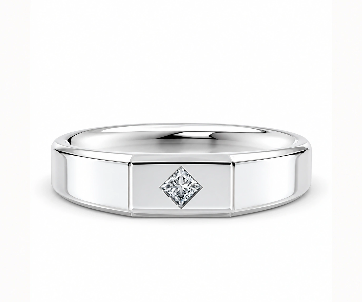 Ciénaga · Argolla con diamante talla princesa — Oro blanco 18k