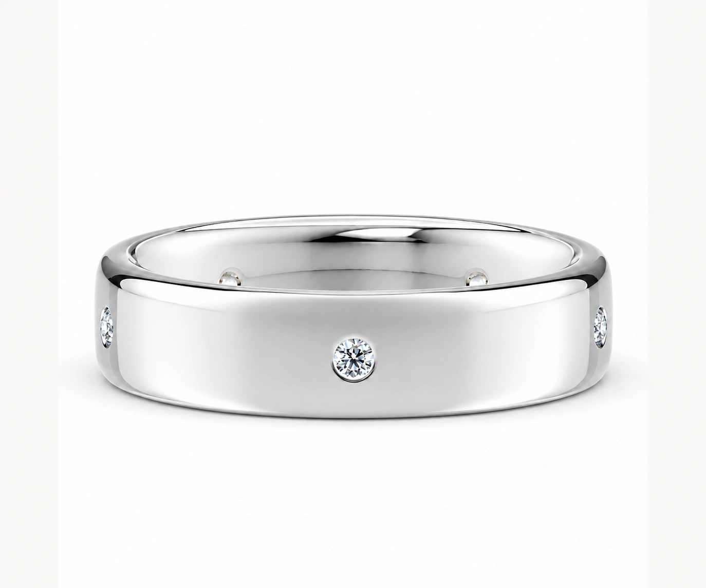 Amalfi · Argolla con cinco diamantes redondos — Oro blanco 18k