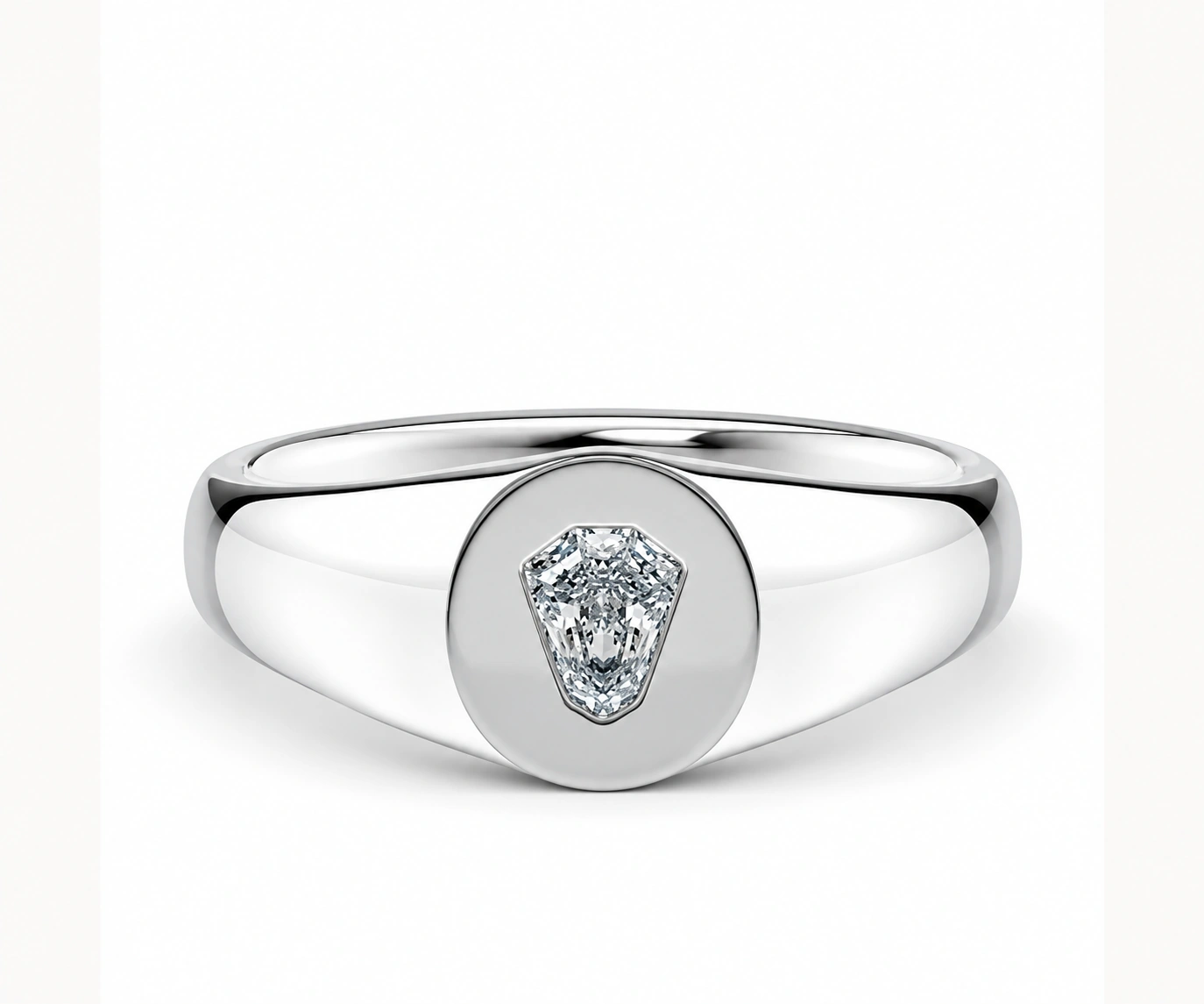 Villa de Leyva · Argolla con diamante talla escudo — Oro blanco 18k