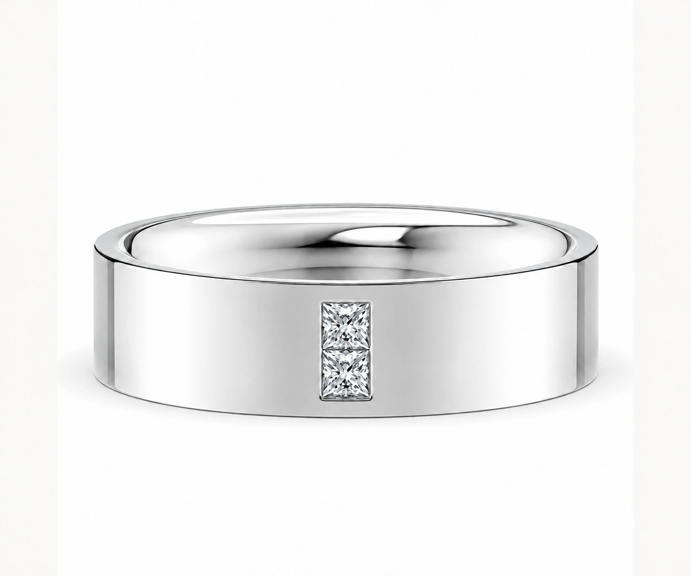 Sopetrán · Argolla con dos diamantes talla princesa — Oro blanco 18k