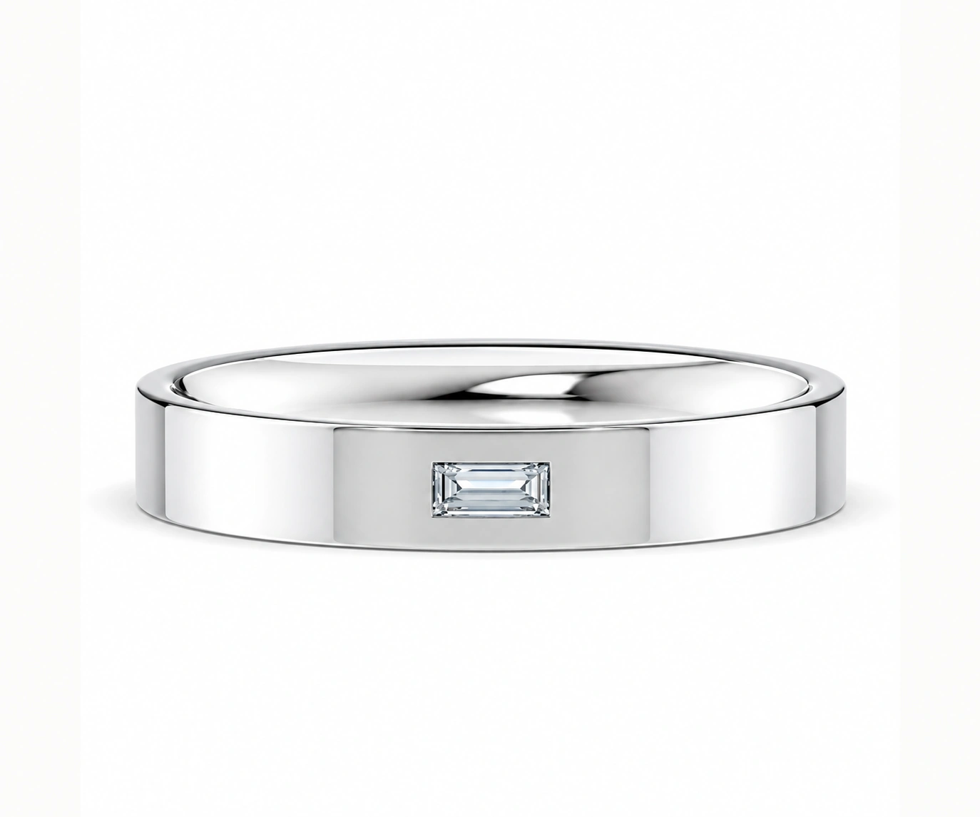 Concordia · Argolla con diamante baguette — Oro blanco 18k