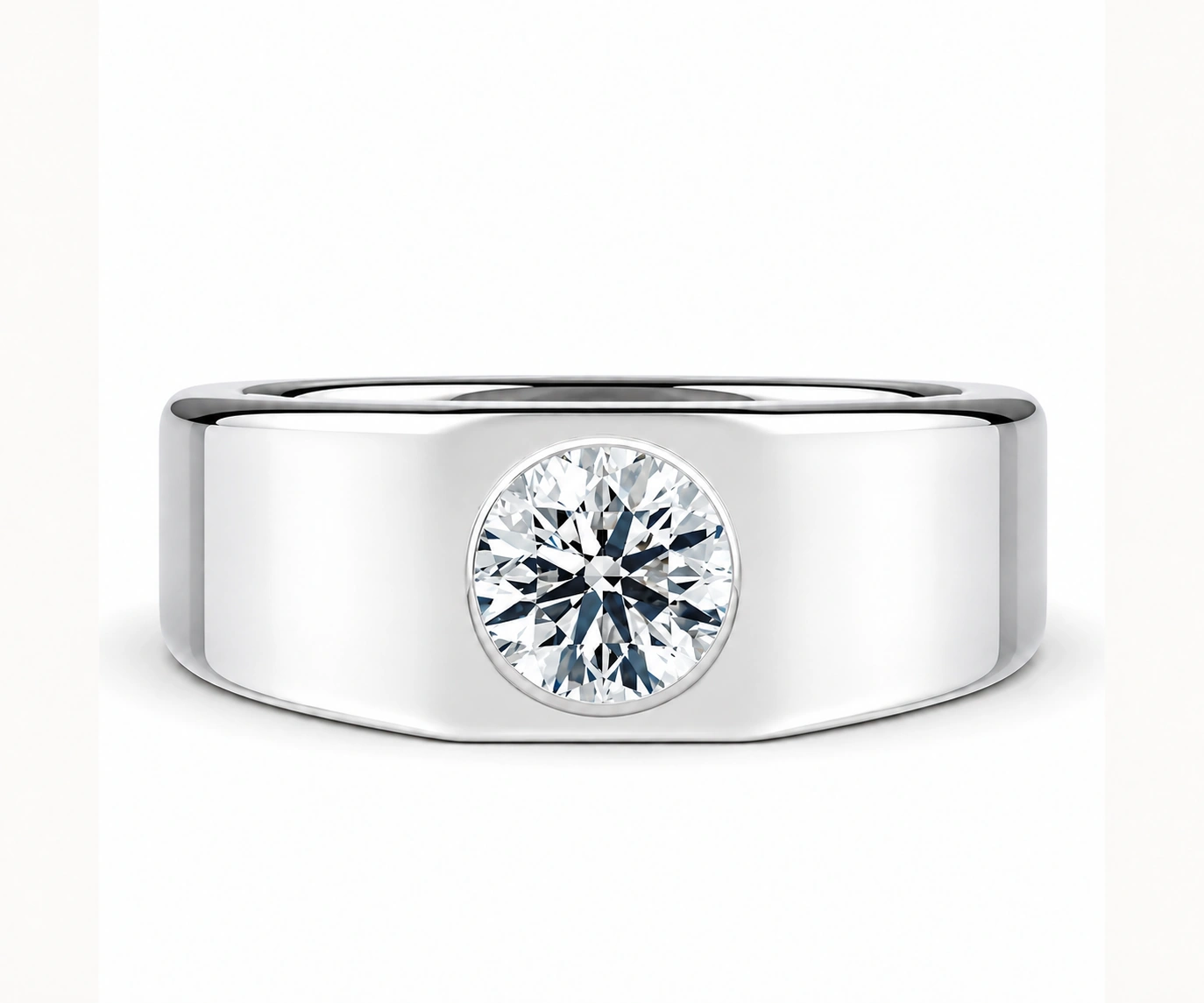 Abejorral · Argolla con diamante redondo en bisel — Oro blanco 18k