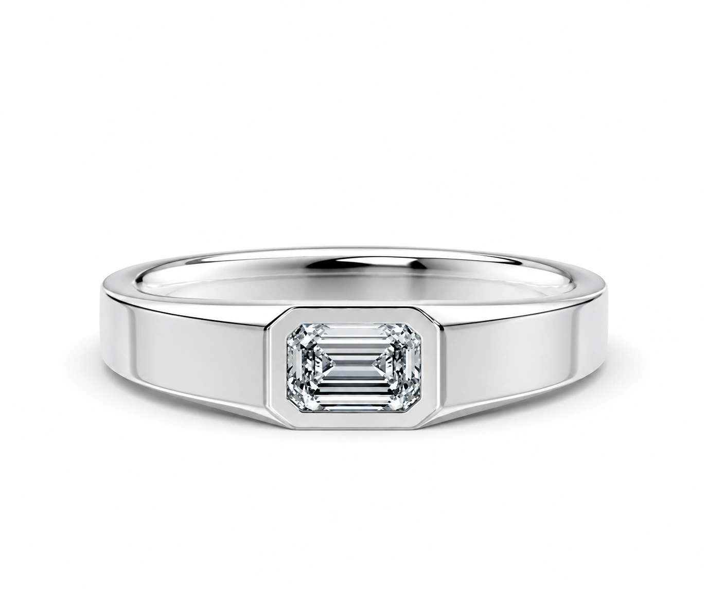 Santa Cruz de Lorica · Argolla con diamante talla esmeralda — Oro blanco 18k