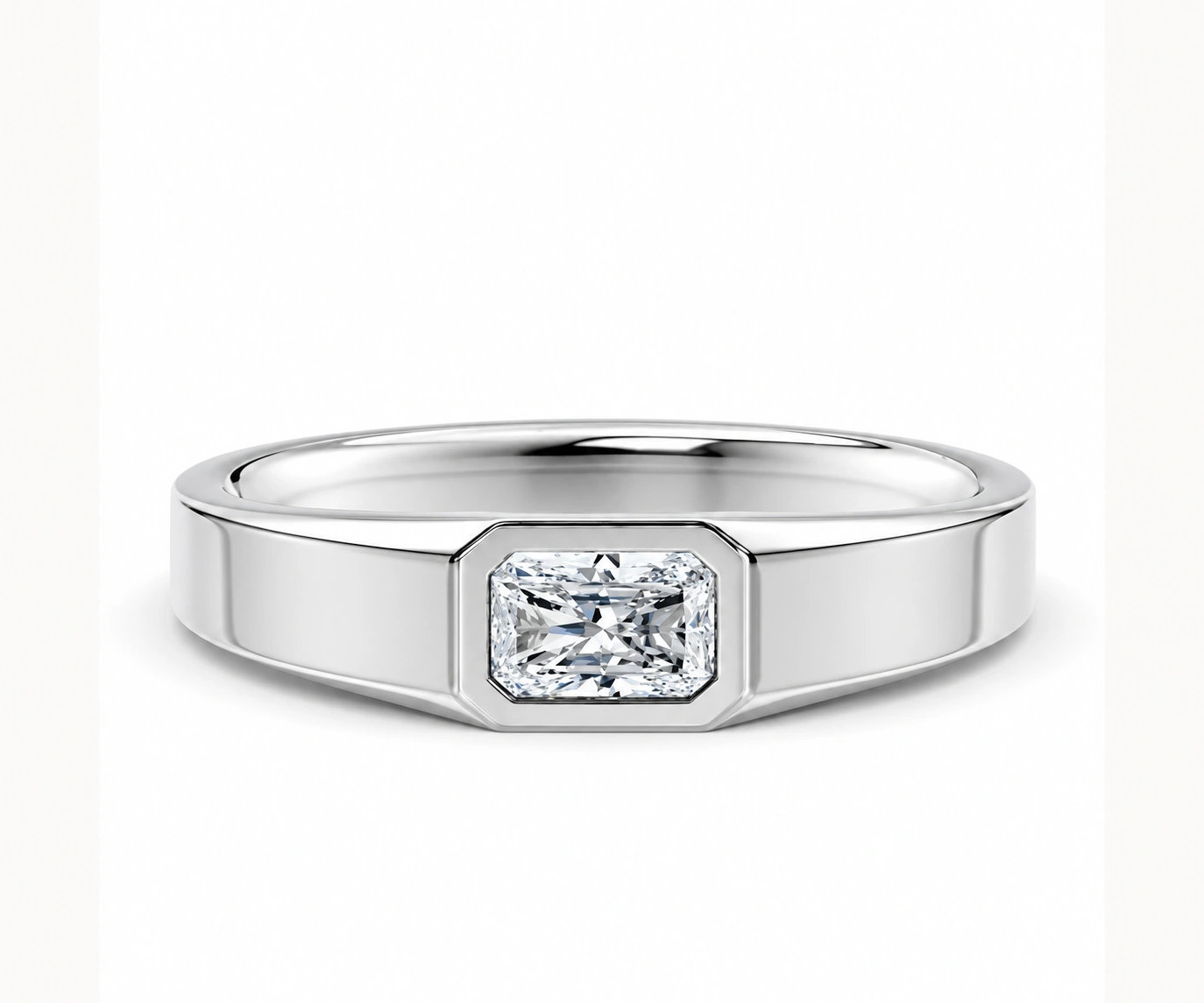 Guaduas · Argolla con diamante talla radiante — Oro blanco 18k