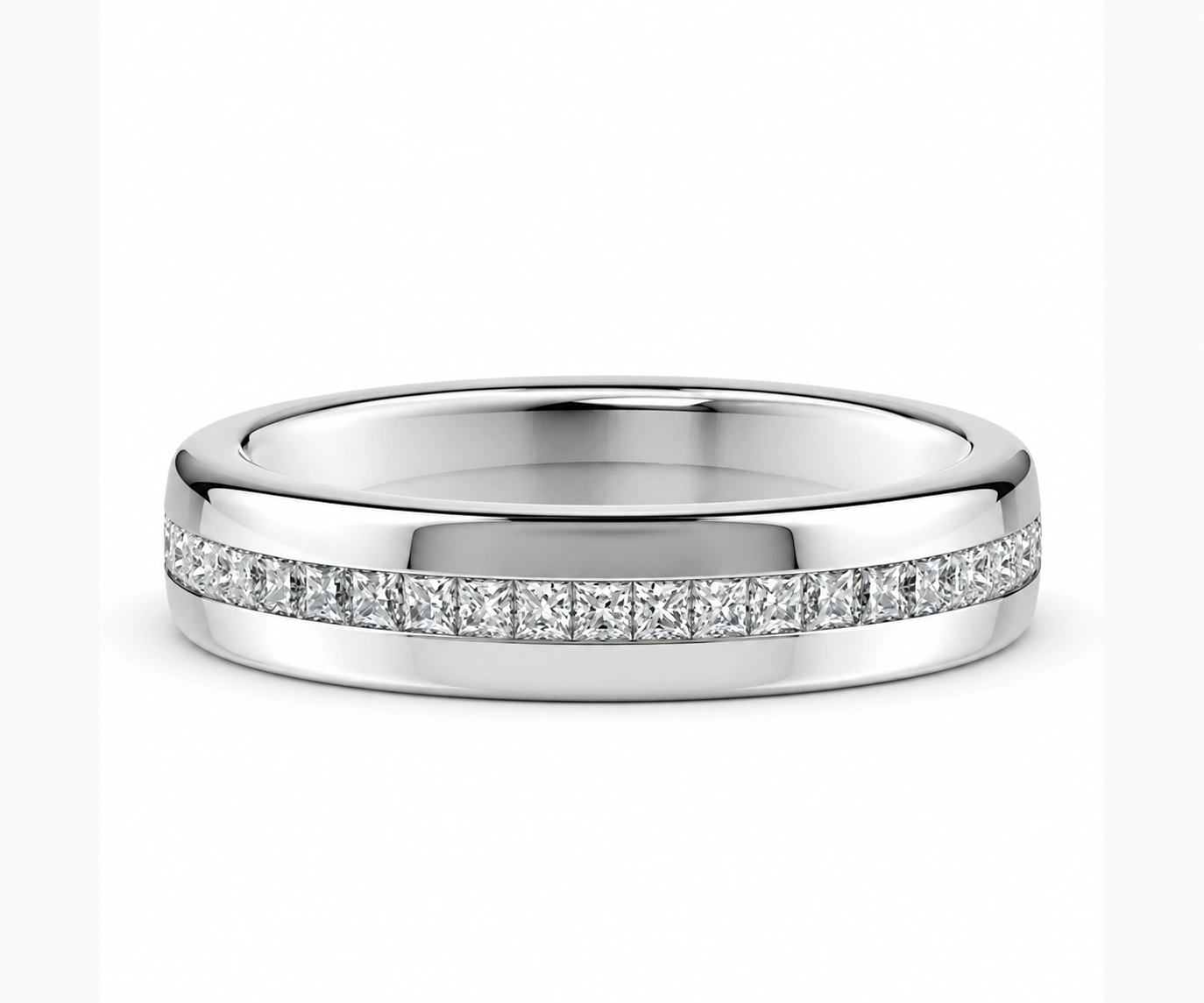 San Vicente · Argolla con diamantes talla princesa en canal — Oro blanco 18k